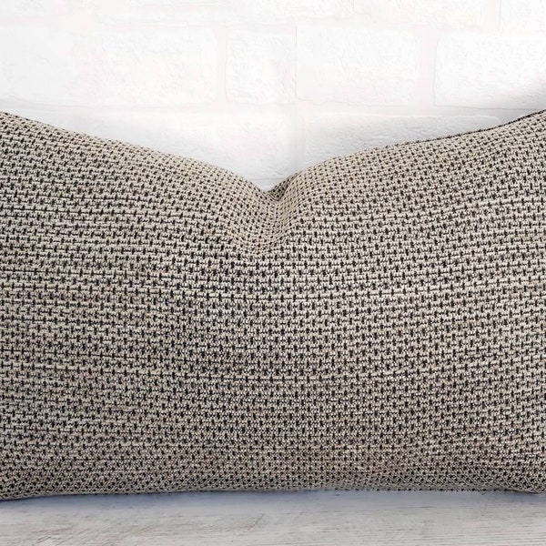 Gray Textured Lumbar Pillow Modern Boho Lumbar Modern Farmhouse Lumbar Gray Abstract Oblong Gray Woven Lumbar Cover Scandinavian Lumbar