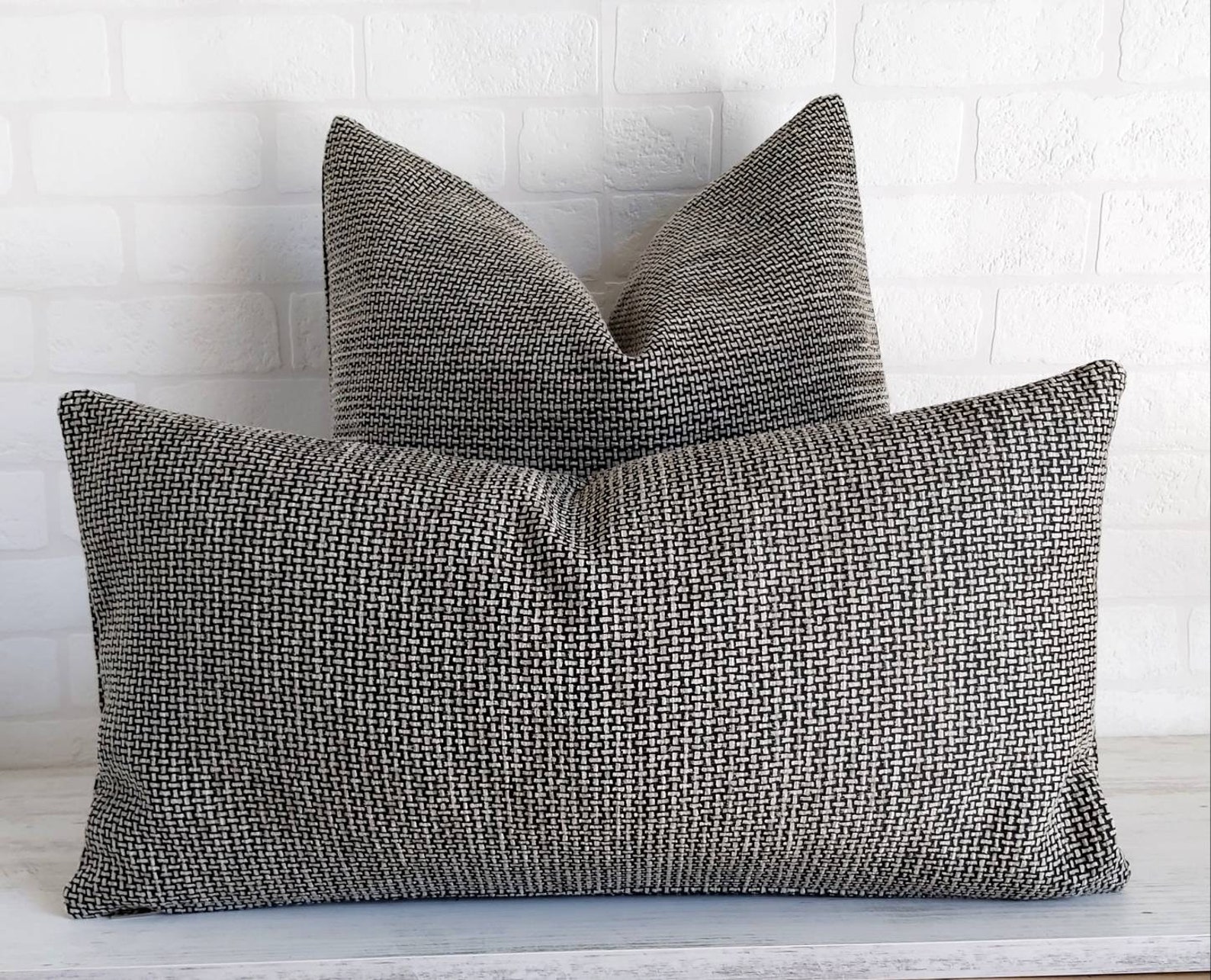 Gray Textured Lumbar Pillow Modern Boho Lumbar Modern Etsy