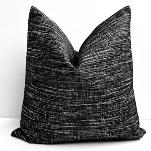 Black Textured Pillow Cover Modern Farmhouse Cushion Boho Throw Pillow