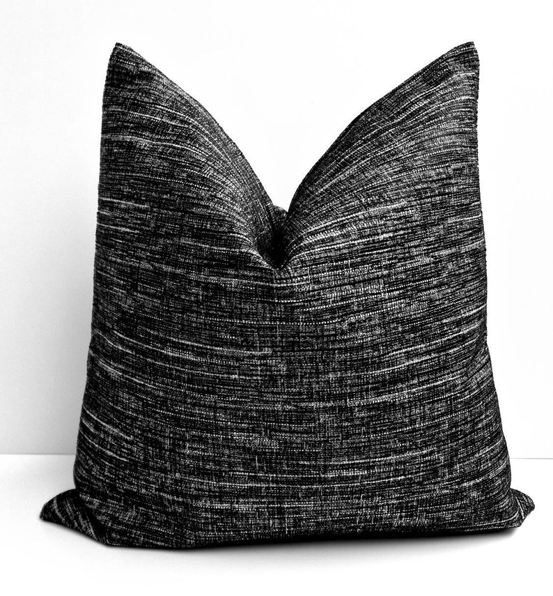 Black Textured Pillow Cover Black Mudcloth Cushion Black Boho Etsy