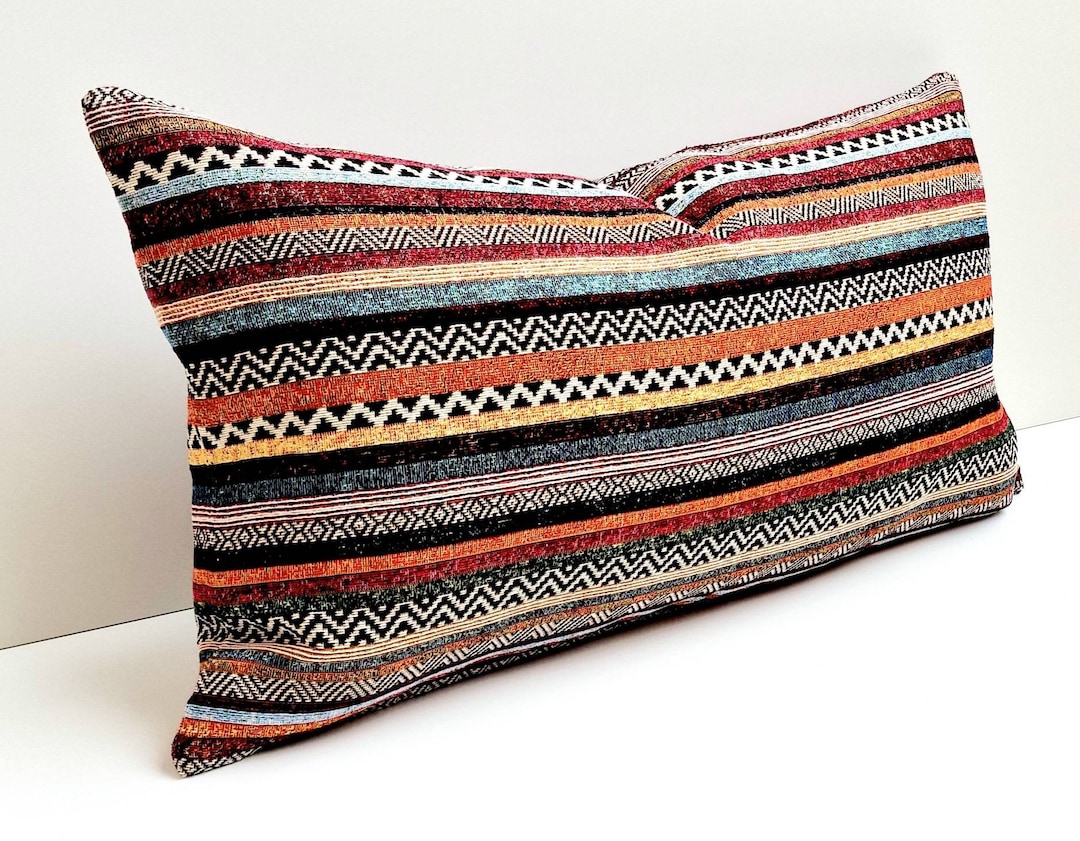 Colourful Boho Lumbar Pillow Cover Modern Kilim Boho Lumbar Modern Boho