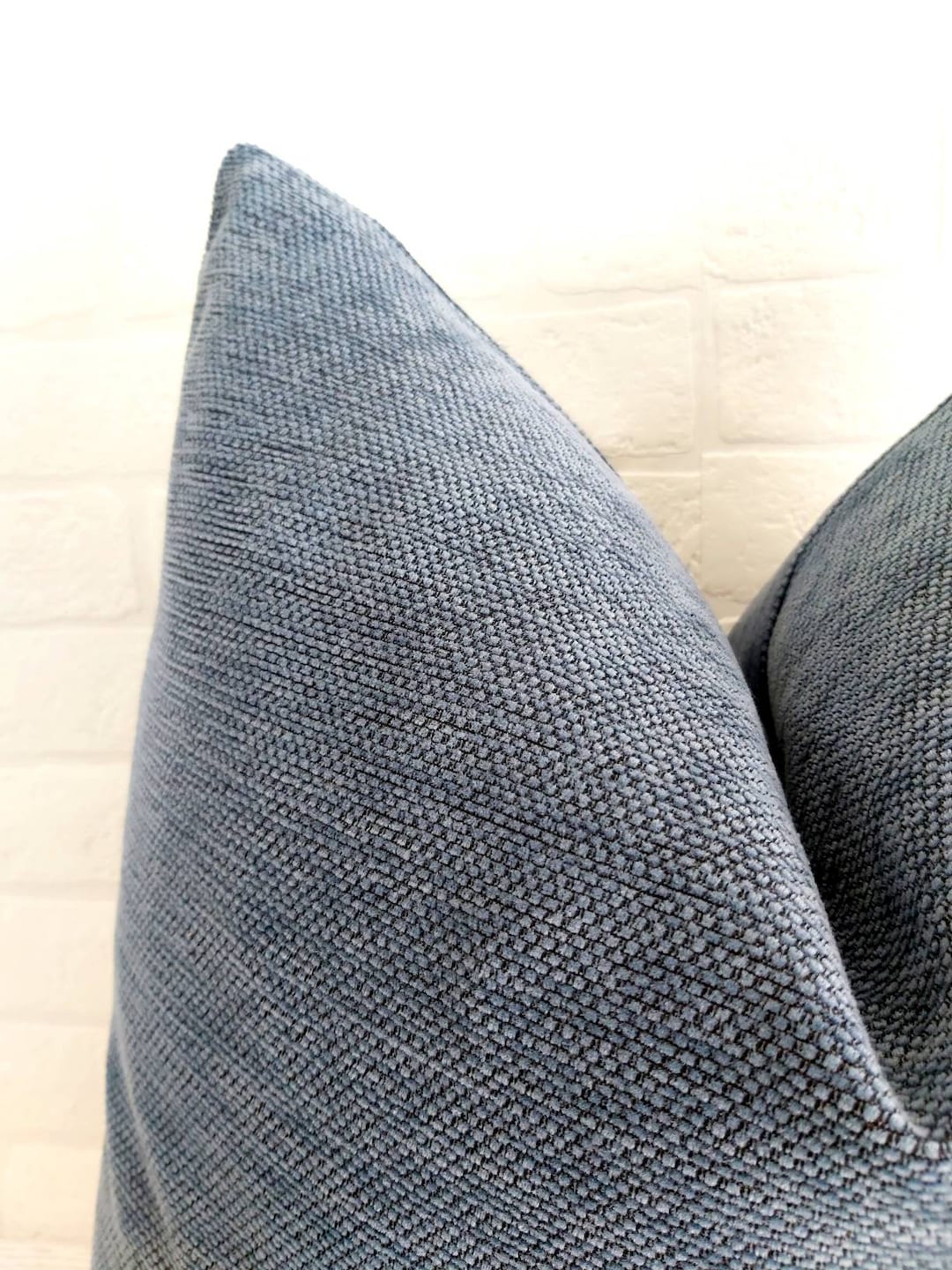 Blue chenille pillow hot sale