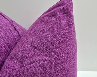 Purple Fuchsia Pillow Cover Bright Purple Pillow Textured Fuchsia Cushion Dark Lavender Throw Pillow Solid Fuchsia Euro Sham Pillow