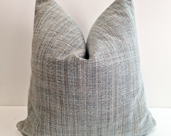 Mint Gray Chenille Pillow Cover Neutral Gray Throw Pillow Mint Textured Cushion Mint Gray Euro Sham Woven Chenille Gray Plaid Boho Pillow