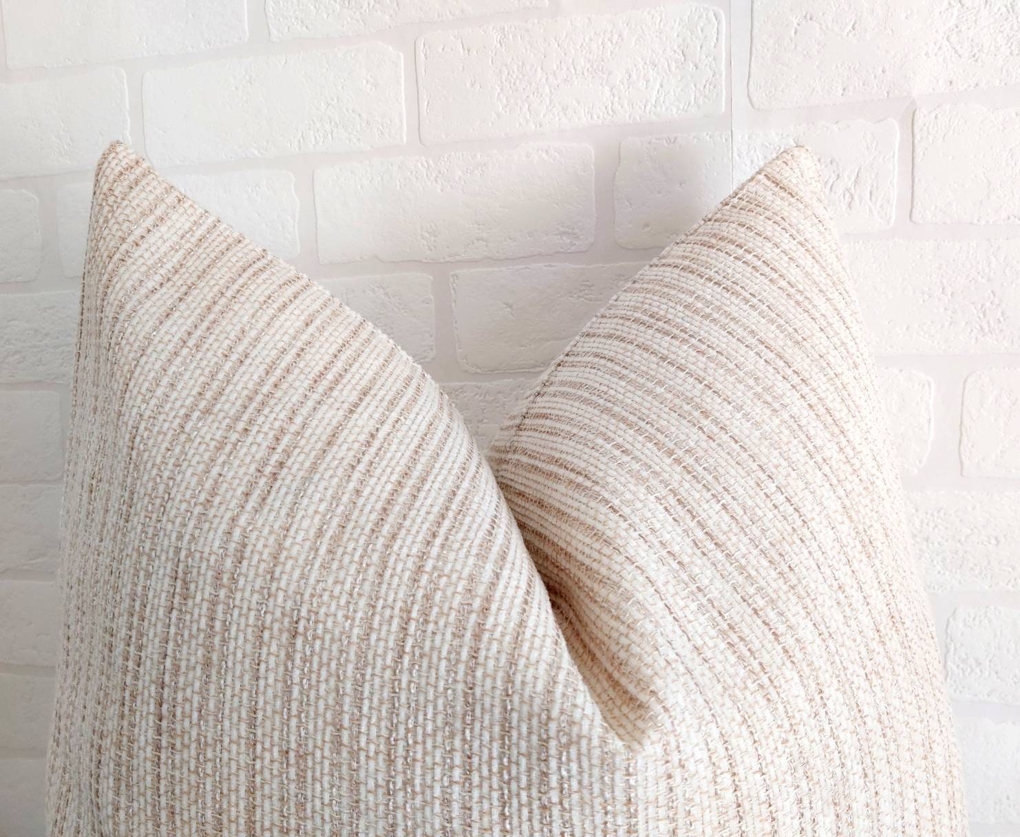 Beige Woven Pillow Cover Modern Boho Pillow Modern Farmhouse Etsy