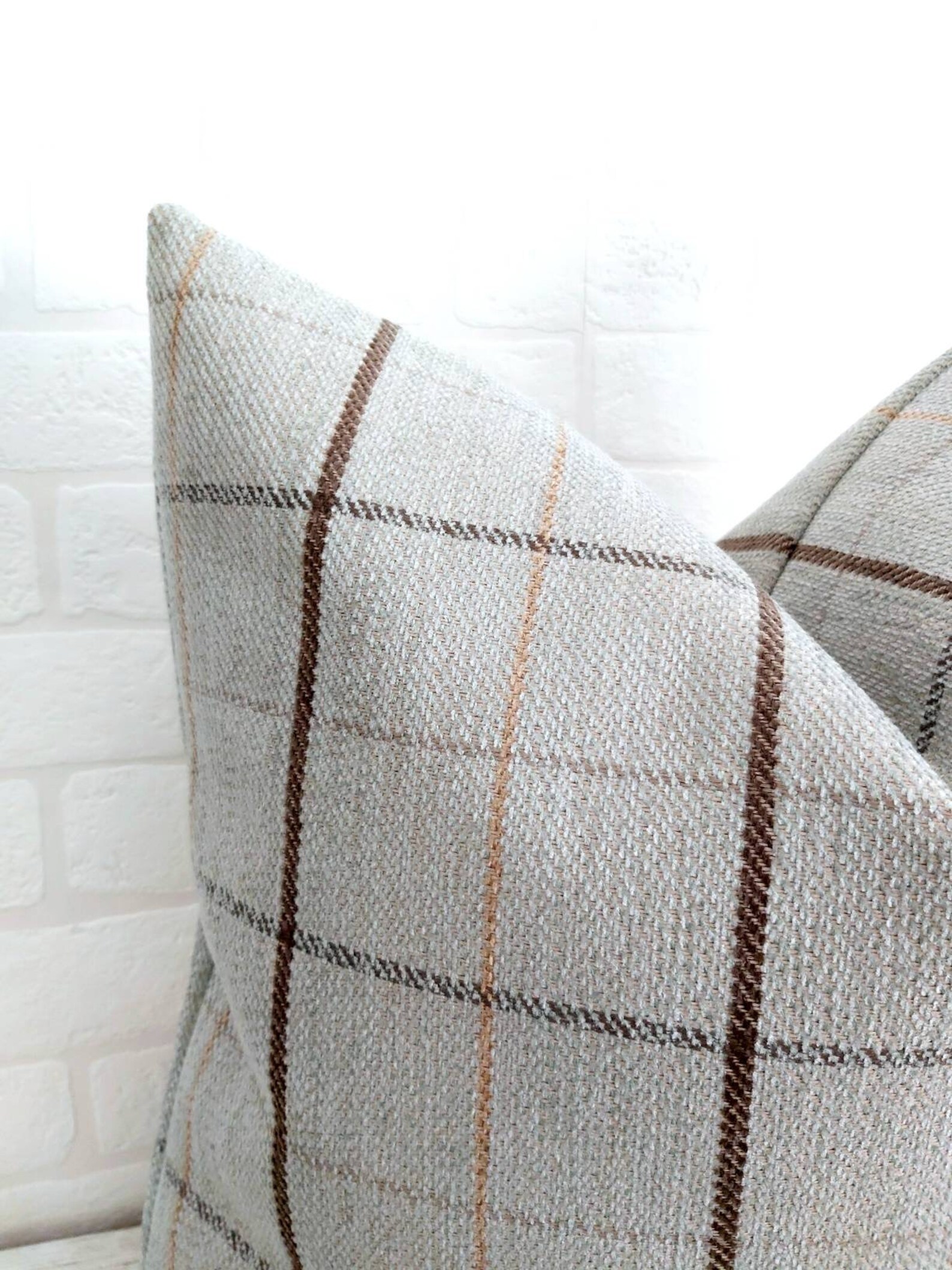 Gray Plaid Pillow Cover Modern Farmhouse Pillow Gray Brown Etsy