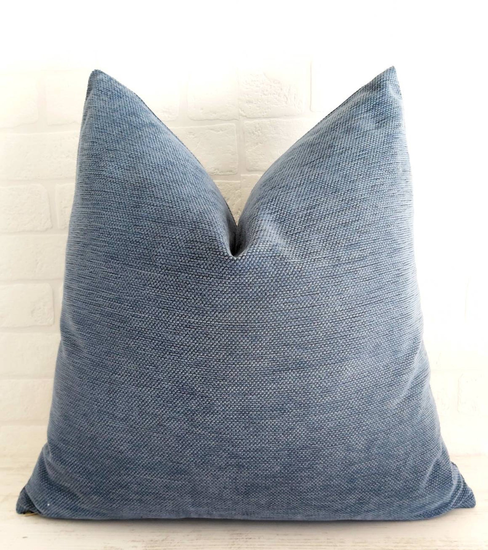 Blue Chenille Pillow Cover Textured Velvet Pillow Cover Etsy