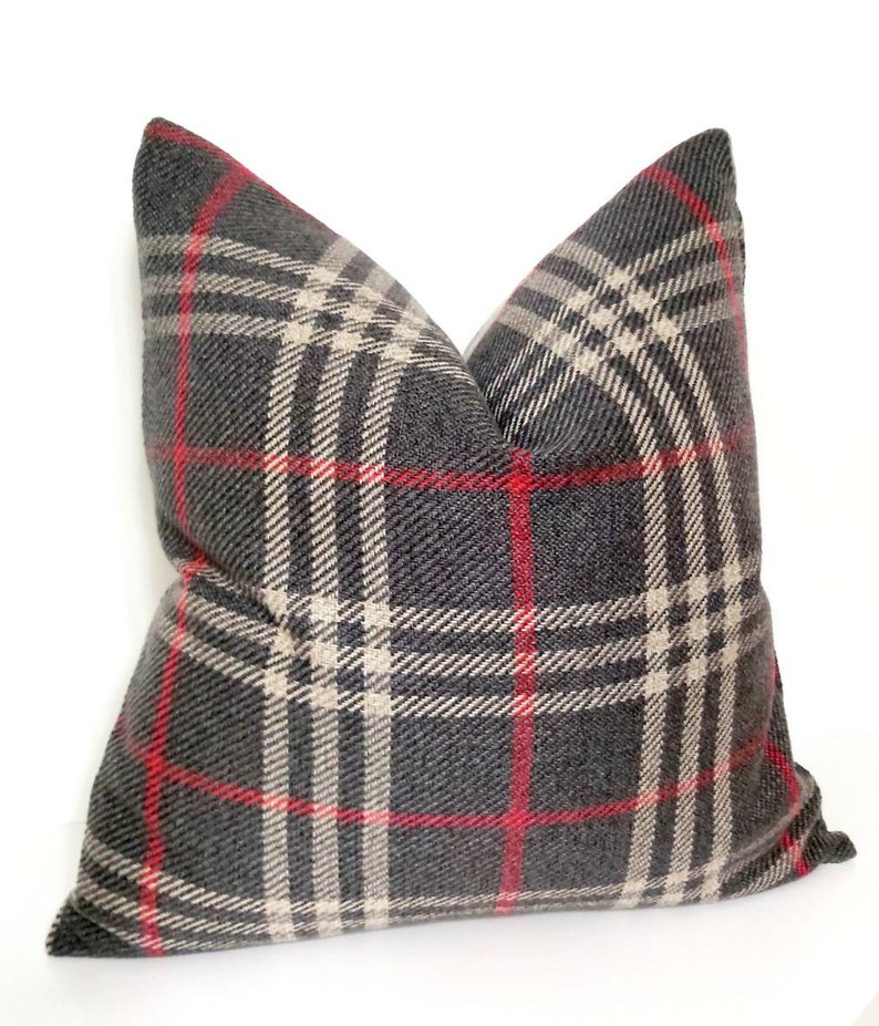 Christmas Pillow Cover Dark Gray Windowpane Pillow Charcoal Etsy