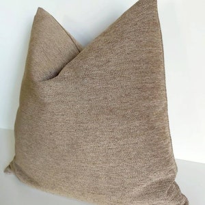 Dark Beige Pillow Cover Modern Boho Pillow Taupe Euro Sham Pillow Modern Japandi Pillow Beige Textured Cushion Sand Beige Chenille Pillow