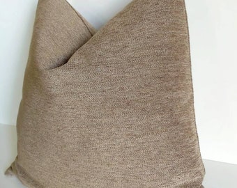 Dark Beige Pillow Cover Modern Boho Pillow Taupe Euro Sham Pillow Modern Japandi Pillow Beige Textured Cushion Sand Beige Chenille Pillow