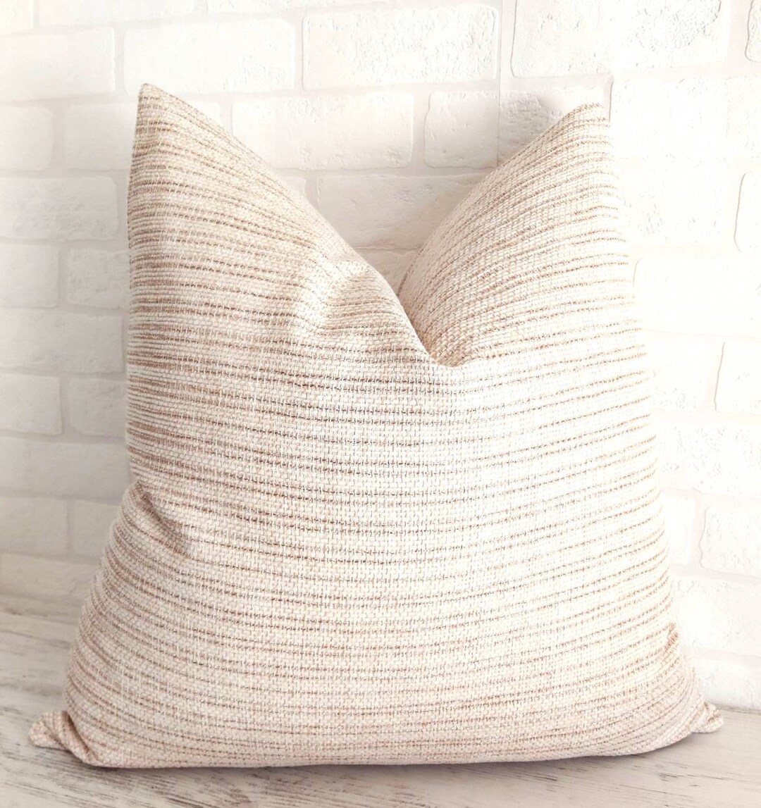 Beige Woven Pillow Cover Modern Boho Pillow Modern Farmhouse Etsy