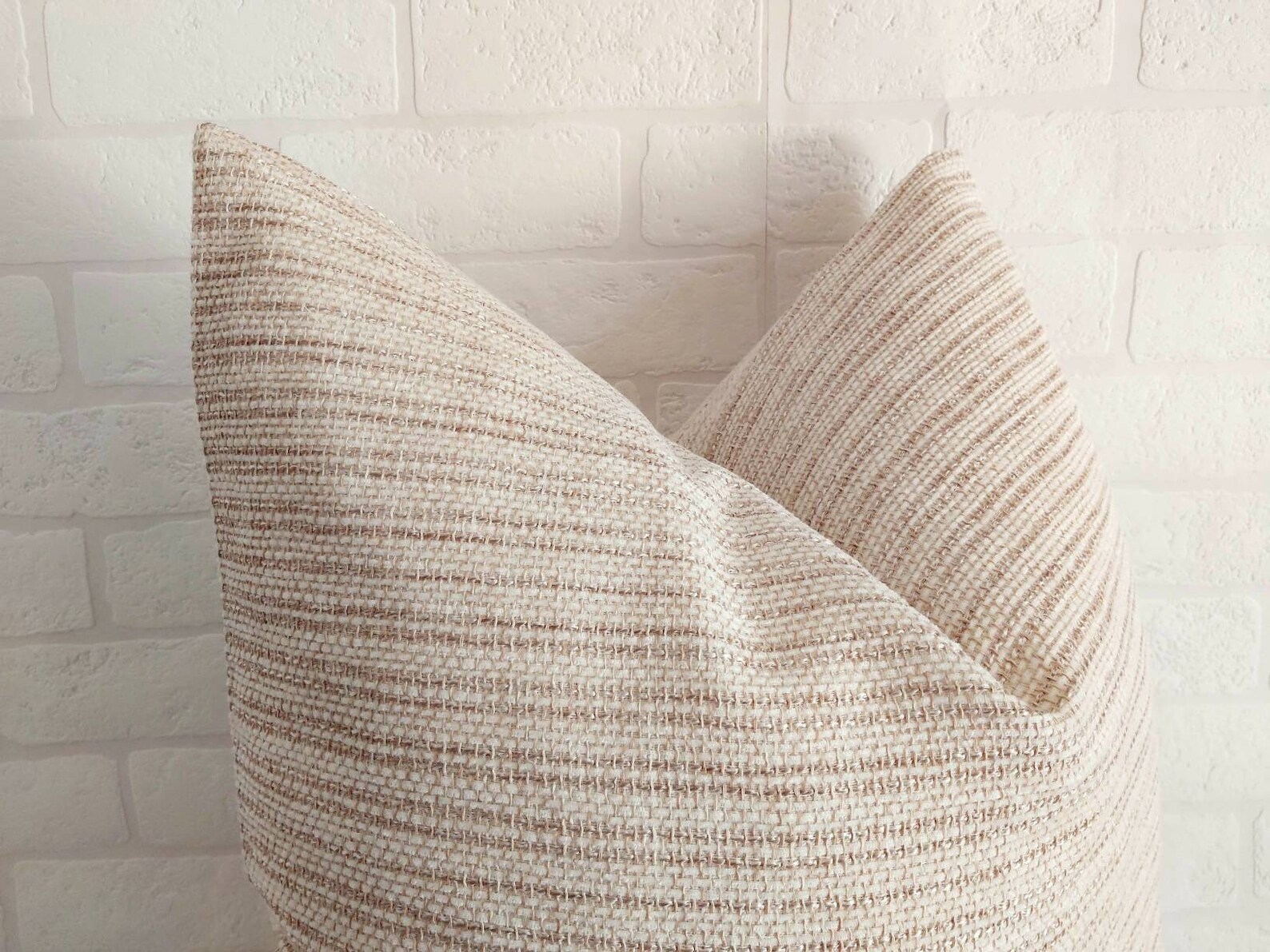 Beige Woven Pillow Cover Modern Boho Pillow Modern Farmhouse Etsy