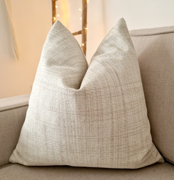 Off White Plaid Pillow Cover Woven Pillow Ivory Windowpane Cushion Neutral Boho Pillow off White Tweed Pillow Chunky Neutral Pillow Etsy