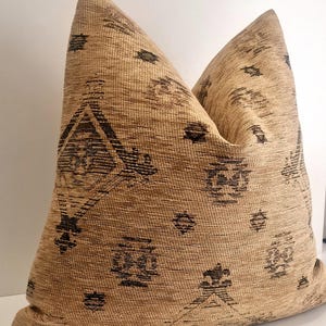 Beige Kilim Pillow Cover: Tribal Southwest Throw Pillow Textured Chenille Cushion Ranch Decor