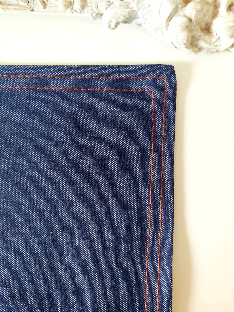 Blue denim cotton placemats reversible denim placemats set Etsy