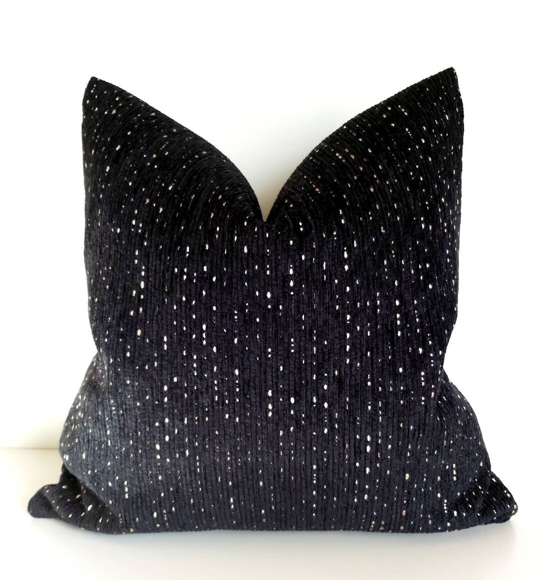 Black Pillow Cover Black Textured Pillow Black Velvet Striped Pillow