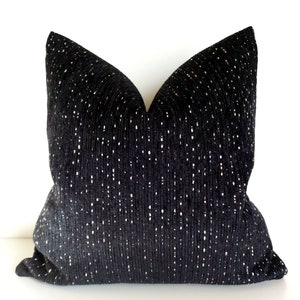 Black Pillow Cover Black Textured Pillow Black Velvet Striped Pillow Modern Boho Pillow Modern Farmhouse Pillow Black Boho Cushion