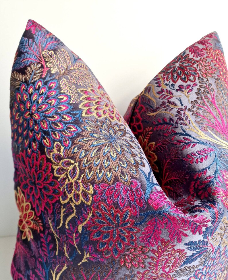 Magenta Floral Pillow Cover Colourful Floral Cushion Luxury Etsy