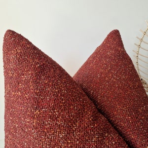 Red Boho Pillow Red Abstract Boucle Pillow Brick Red Throw Pillow Dark Red Euro Sham Red Boho Cushion Modern Farmhouse Pillow Red Throw Sham