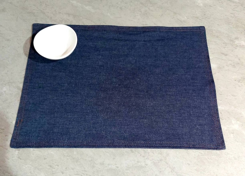 Blue denim cotton placemats reversible denim placemats set Etsy