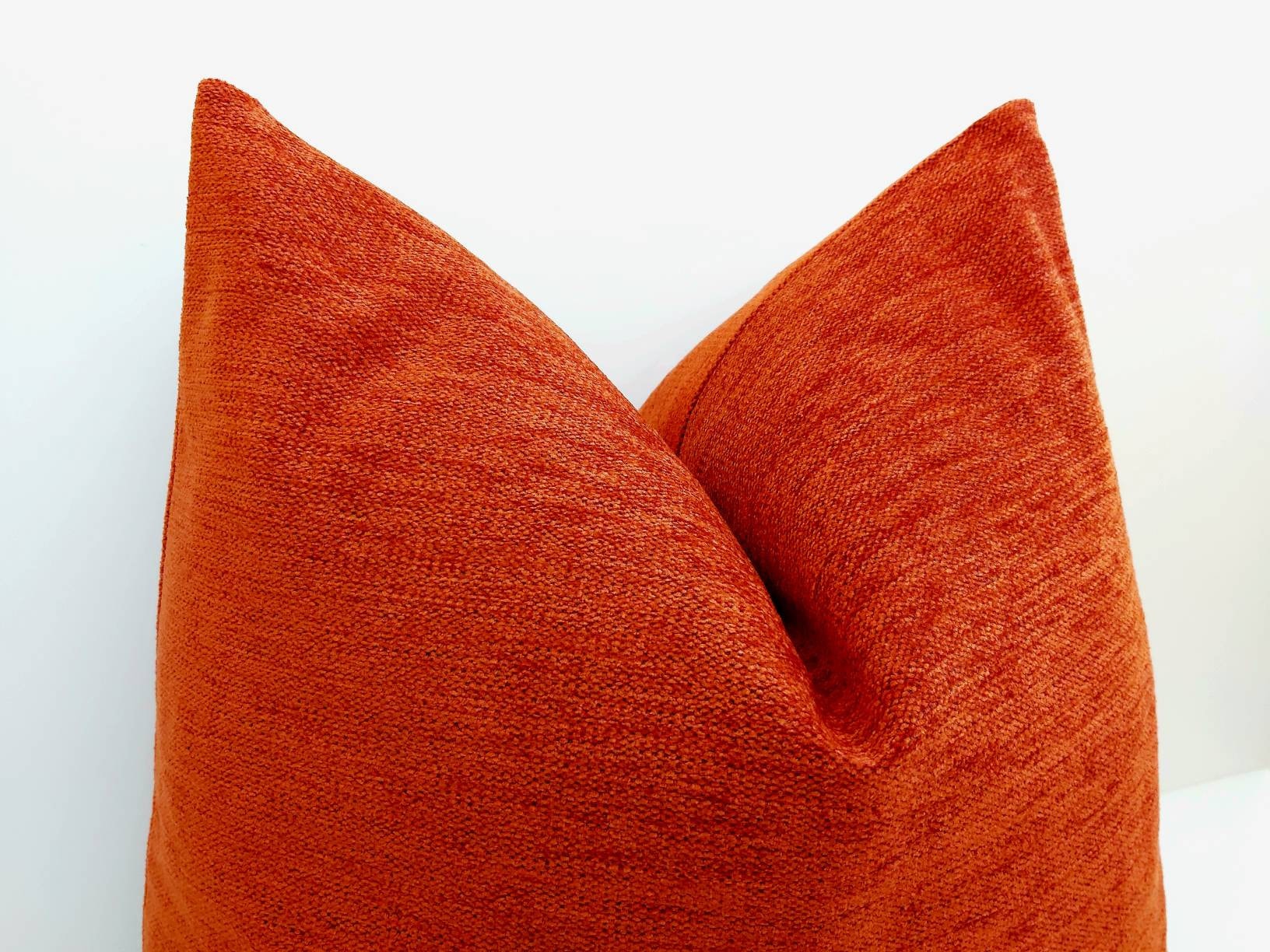 Burnt Orange Pillow Cover Dark Orange Cushion Dark Tangerine Etsy