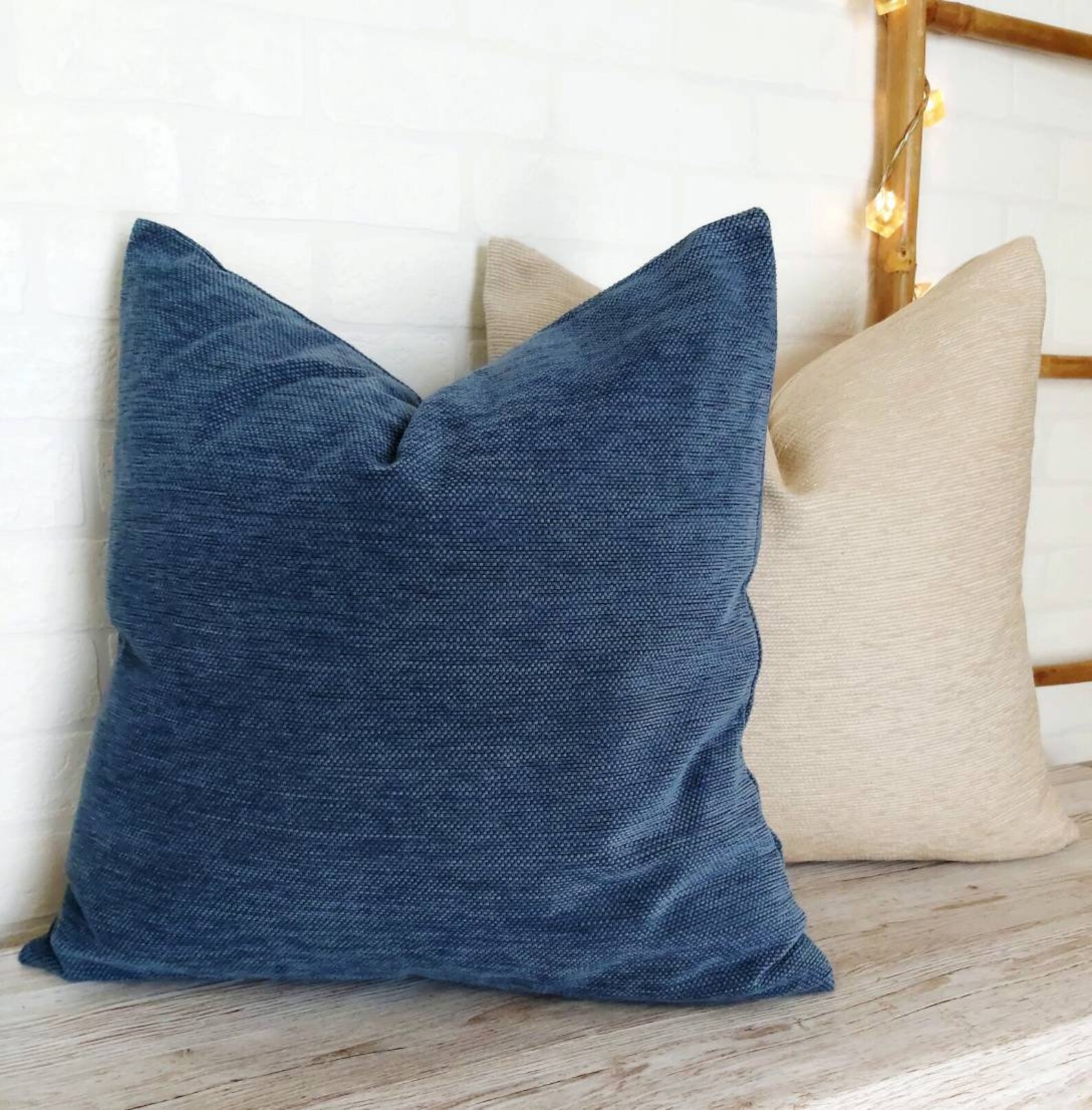 Blue Chenille Pillow Cover Textured Velvet Pillow Cover Etsy