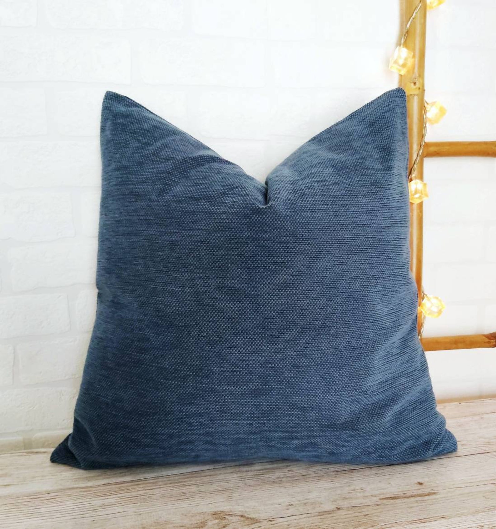Blue Chenille Pillow Cover Textured Velvet Pillow Cover Etsy
