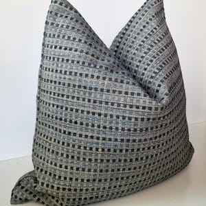Blue Gray Pillow Cover Textured Gray Blue Striped Cushion Euro Sham Pillow Modern Contemporary Pillow Modern Gray Jacquard Pillow