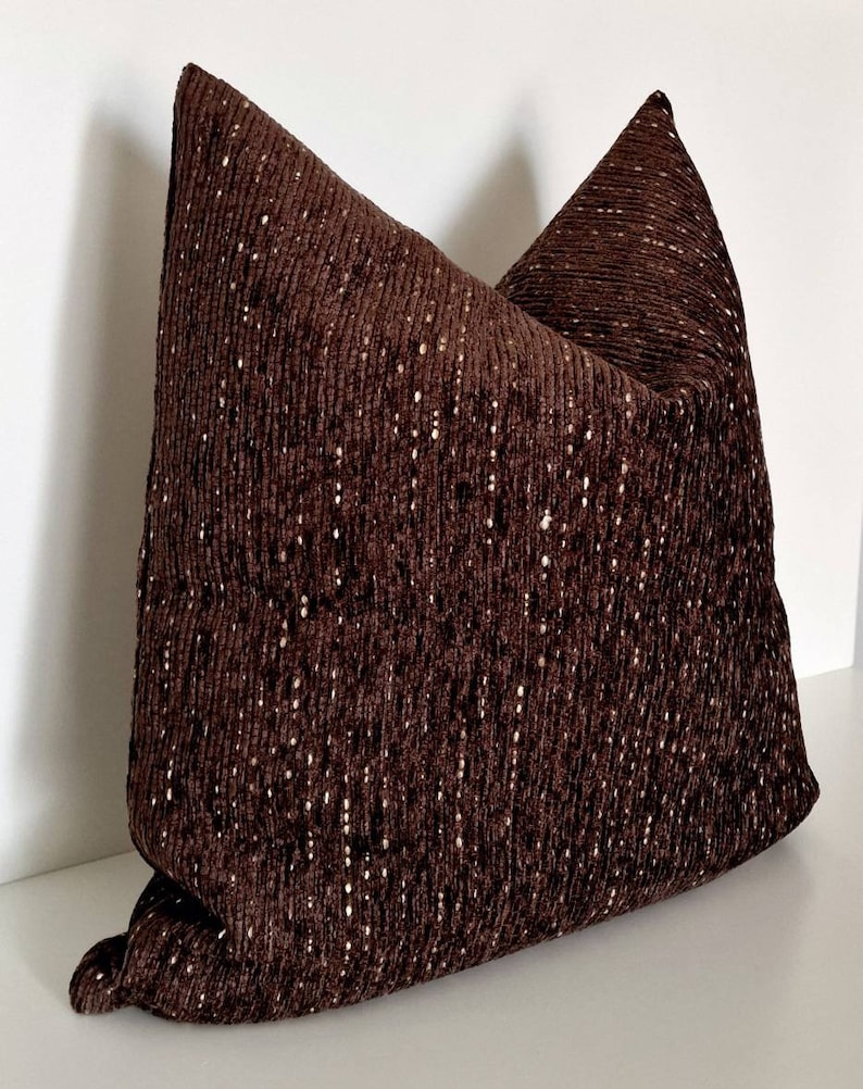Dark Brown Pillow Cover Modern Farmhouse Pillow Brown Textured Etsy