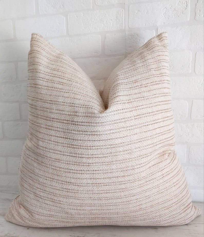 Beige Woven Pillow Cover Modern Boho Pillow Modern Farmhouse Etsy
