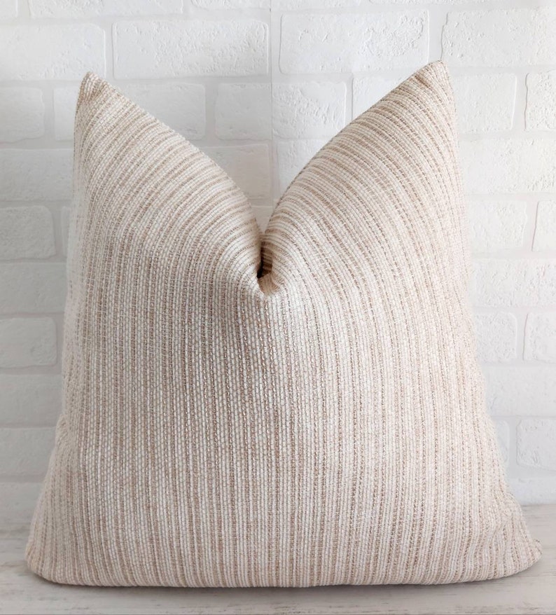 Beige Woven Pillow Cover Modern Boho Pillow Modern Farmhouse Etsy
