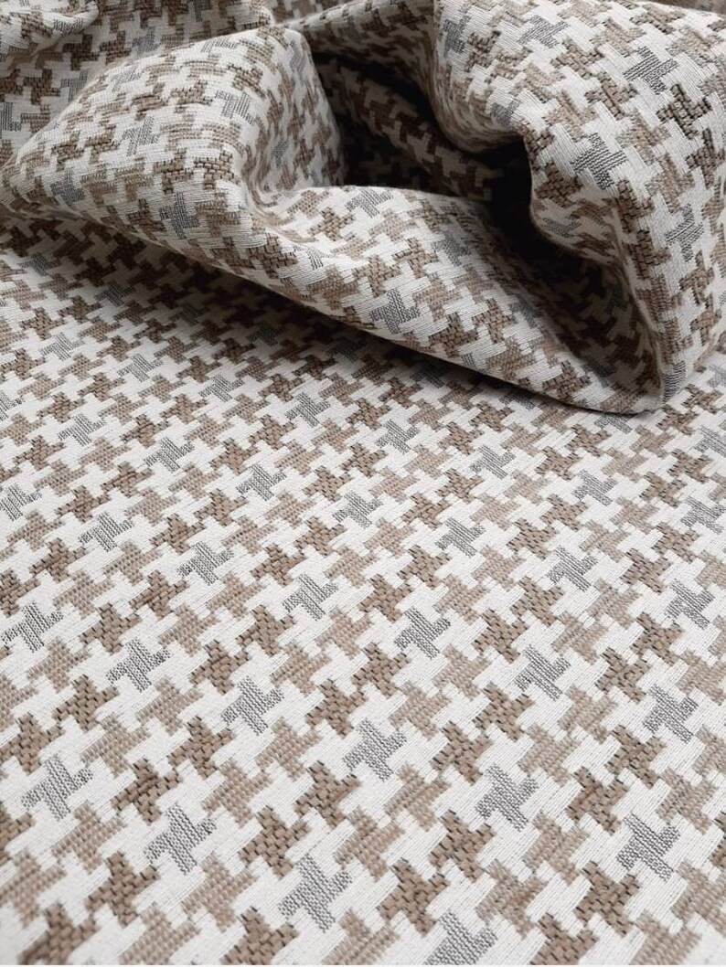Beige Gray Pillow Cover Houndstooth Neutral Pillow Midcentury Etsy