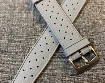 2nd Gen FKM Premium Rubber Topic Watch Strap / Grey - 20/22mm Tropical Waterproof