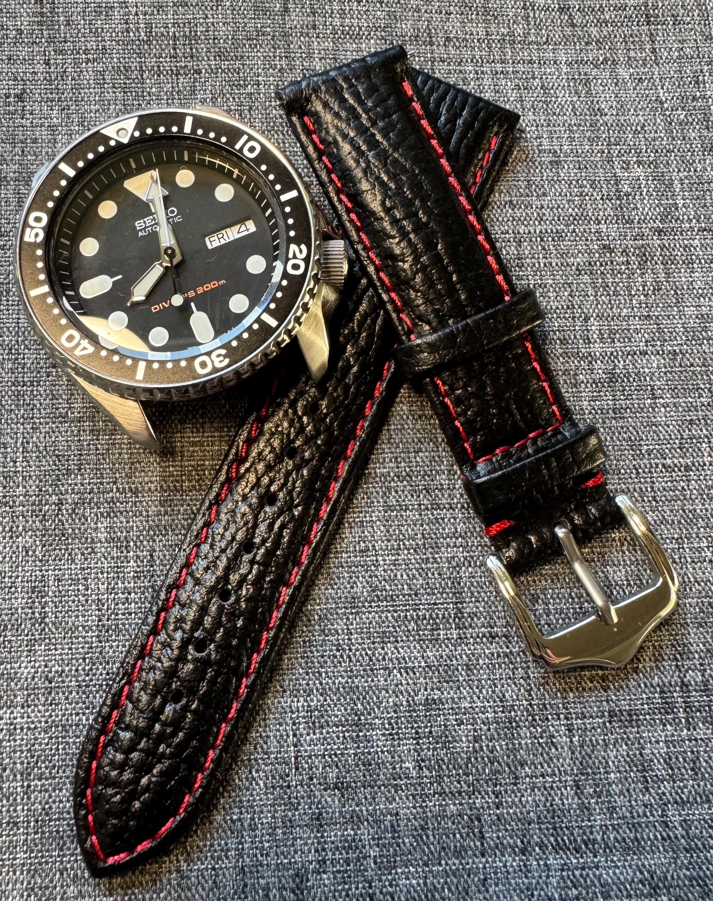 Bracelet De Montre Morellato – 20 Mm, Cuir Rouge Façon Lézard, Neuf, Unisexe, Belle Qualité
