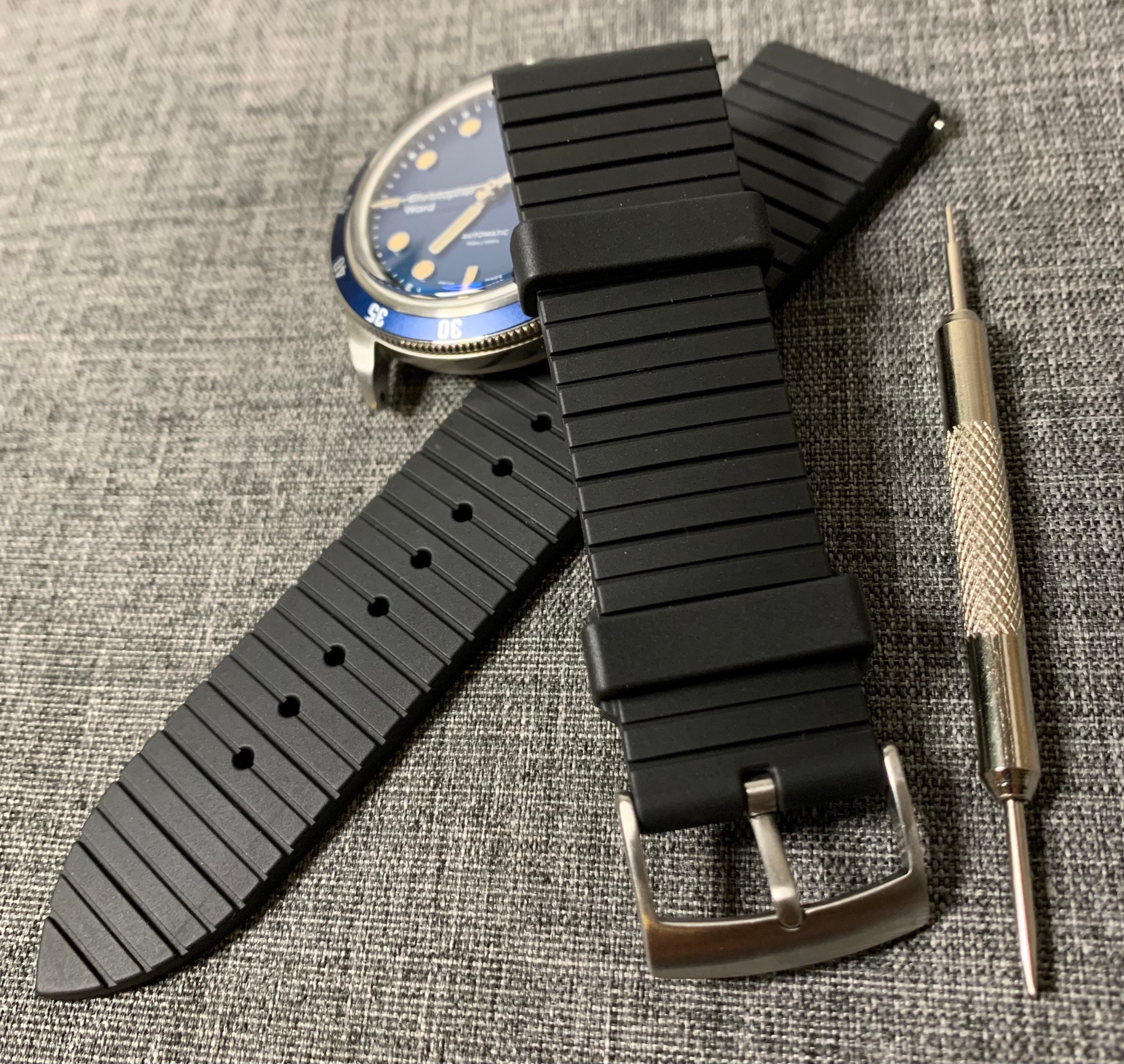 Premium FKM Rubber Tropic Diver Watch Strap / Black / New Etsy