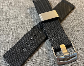 Premium Nylon Sports Strap / Matte Black / Steel Hardware Kit - 20mm/22mm