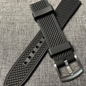 Premium FKM Rubber Sports Watch Strap - Black - 18/20/22mm - Tropical tread design