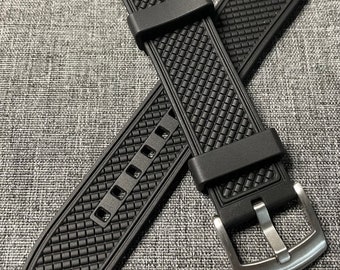 Correa deportiva de caucho FKM de primera calidad, color negro, 18/20/22 mm, diseño de banda de rodadura tropical