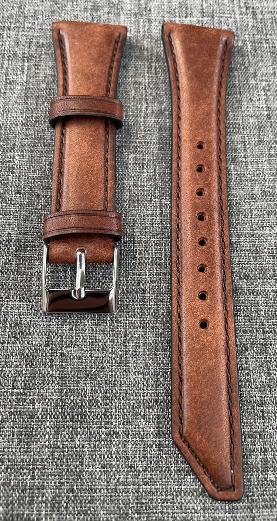 Bracelet De Montre En Cuir Marron Vintage Art Déco - Occasion, Style Rétro élégant !