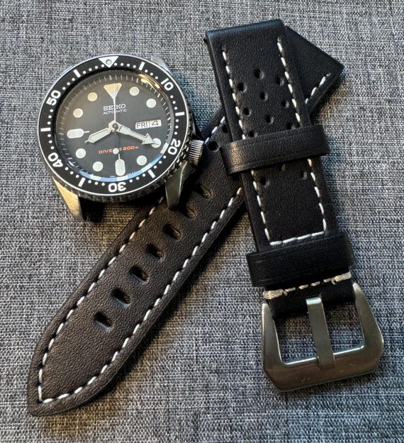 Bracelet De Montre En Cuir Vieilli Noir 18mm - Style Vintage - Compatible Nombreuses Marques - Neuf Sans étiquette