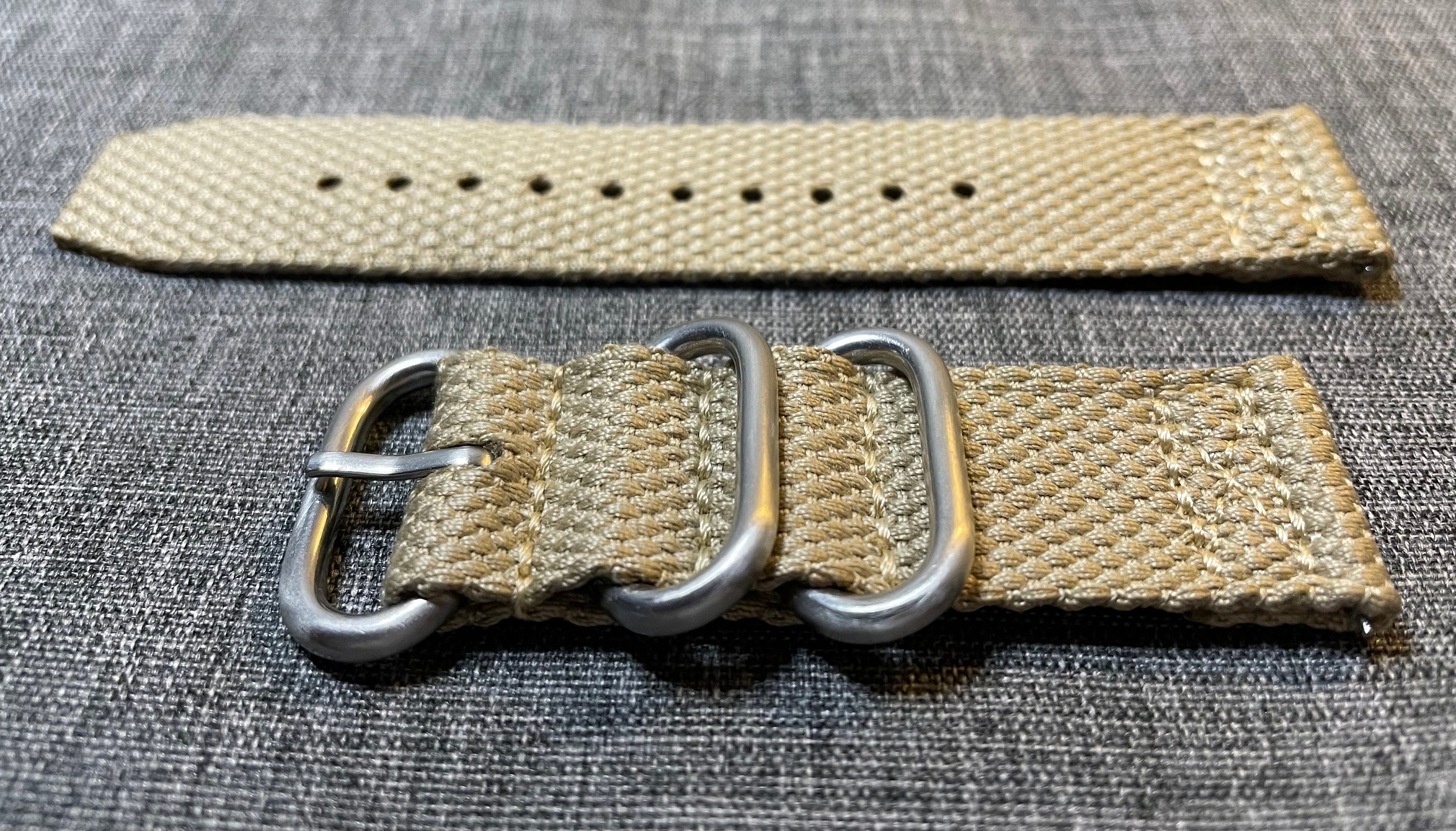 Premium Hemp Cotton Blend / 2 Piece Watch Strap / Khaki / Stainless 20/22mm  - Etsy