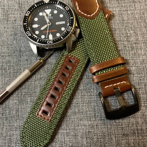 2nd Generation / Sailcloth Sports Watch Strap / Black Orange