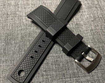 3rd Gen FKM Rubber Waffle Summit Strap / Black / 20/22mm / Strap Lock System / Stainless Steel