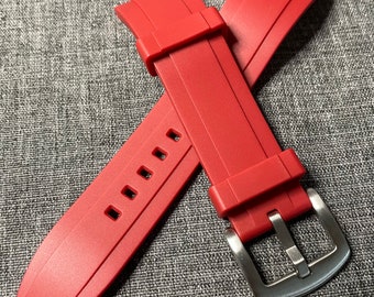 Bracelet de montre profilé en silicone thermique - Rouge - 20/22 mm - Barres à ressort à dégagement rapide - Acier inoxydable 316L