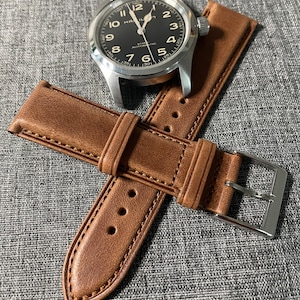 Superior Quality / Stitched Italian leather watch strap / Light Brown 18mm/20mm/22mm