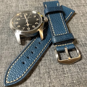 Italian Leather – Premium Vintage leather watch strap - Bright Blue 18/20/22mm