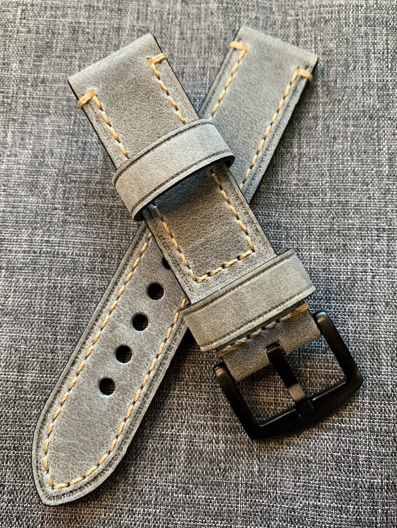 Gray leather deals strap