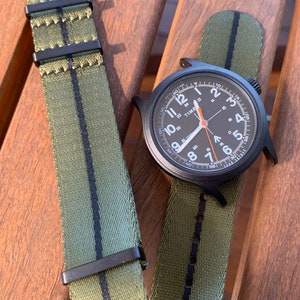 Khaki verde reloj correa negro hebilla zulú ejército militar hombres 20mm  22mm 24mm NUEVO -  México