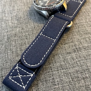 Correa deportiva para reloj con cierre de velcro de 18 y 20mm e ancho,  correa de nailon color negro y azul