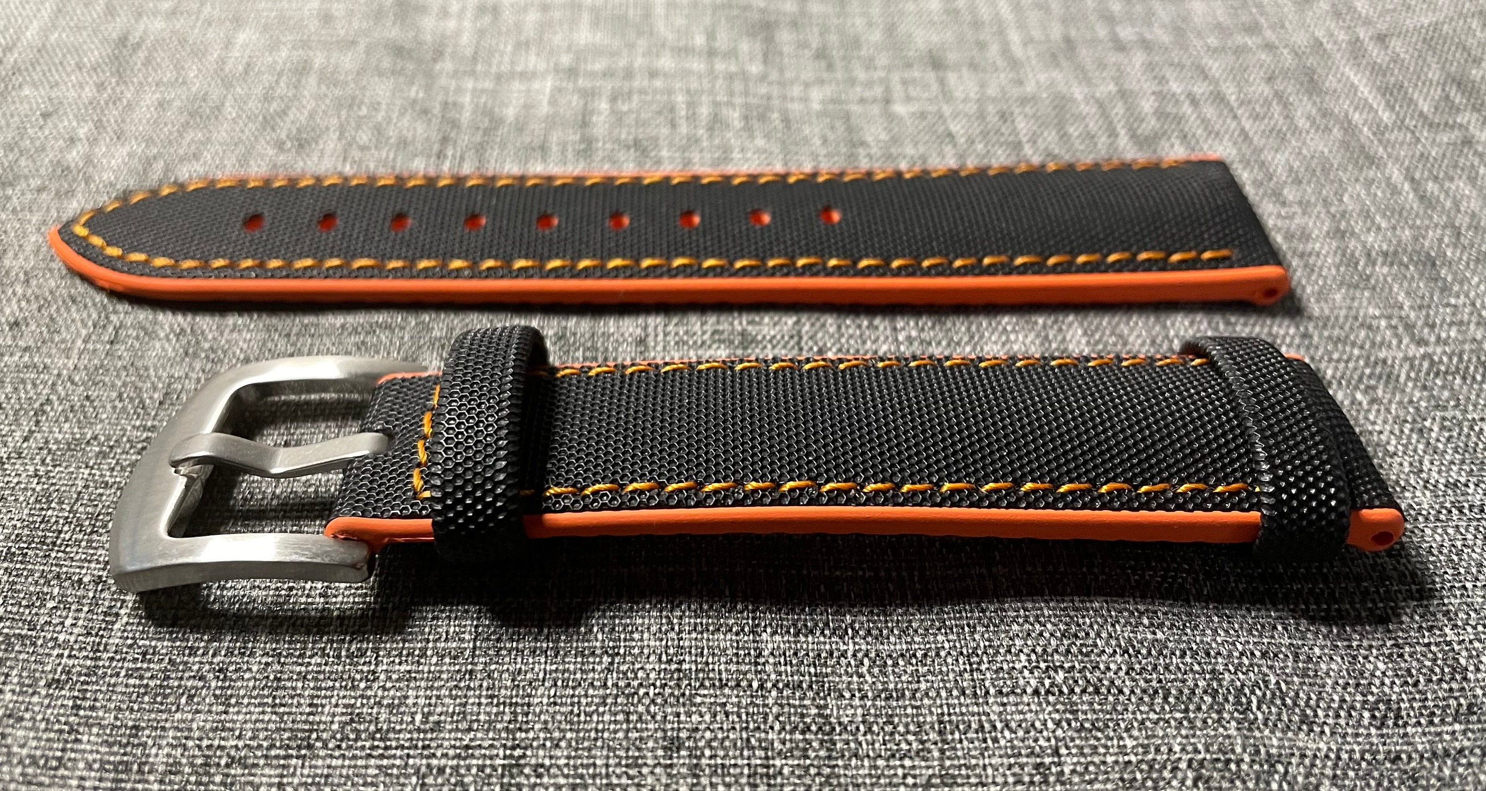 2nd Generation / Sailcloth Sports Watch Strap / Black Orange Stitching 316 Steel 20/22/24mm - Etsy 2nd Generation / Sailcloth Sports Watch Strap / Black Orange Stitching 316 Steel 20/22/24mm - Etsy